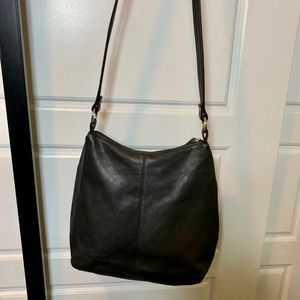 Black leather Joanel Orbit crossbody bag Buy 3 items and save 20%